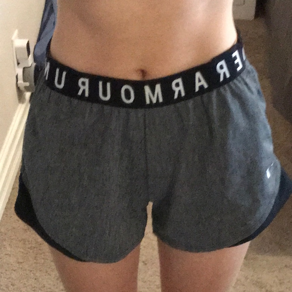 gray under armor workout shorts